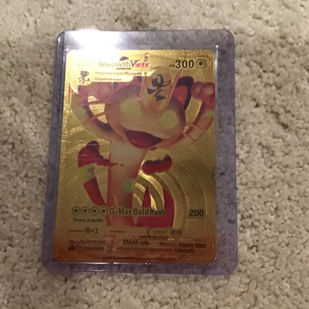 Pokemon Meowth VMAX Gold Card